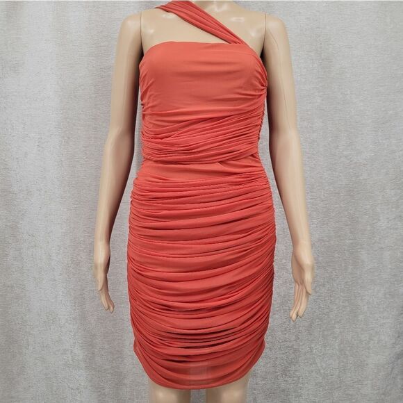 Michael Costello x REVOLVE Honor Mini Dress in Rust Ruched Bodycon - Picture 3 of 13